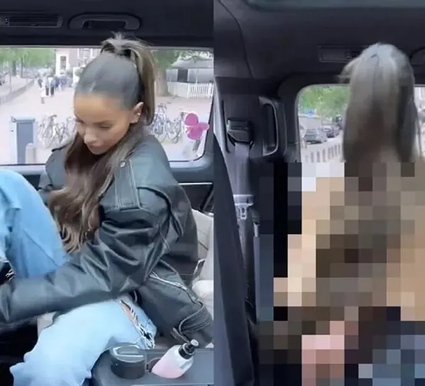 Oeps: Monica Geuze laat ‘per ongeluk’ iets teveel zien tijdens het omkleden in de auto