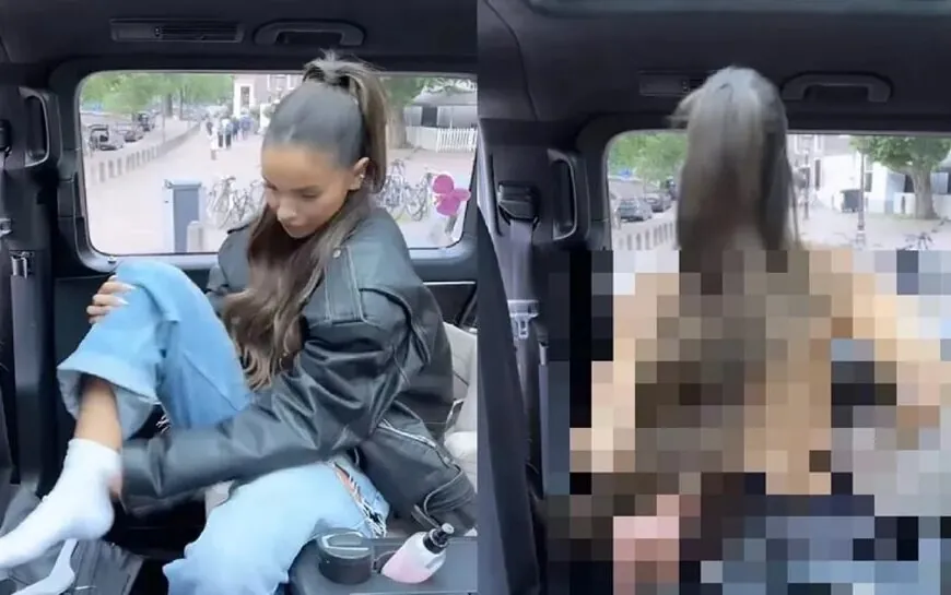 Oeps: Monica Geuze laat ‘per ongeluk’ iets teveel zien tijdens het omkleden in de auto