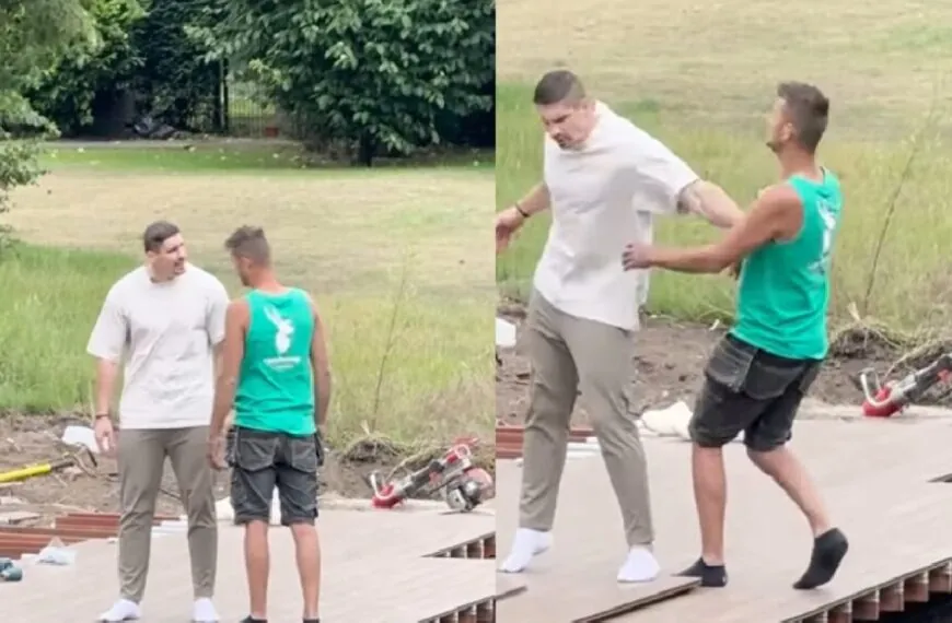 Beelden opgedoken van woeste Rico Verhoeven die bouwvakker de sloot in gooit!