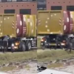 Vrachtwagenchauffeur gooit vervelende fietser de sloot in